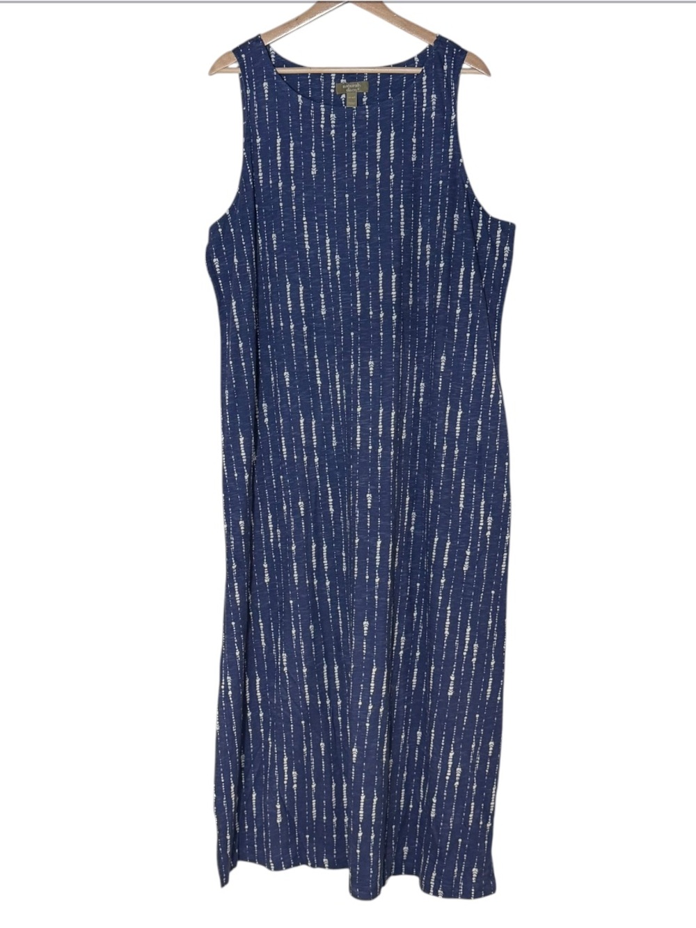 Naturals D&CO Linen Blend Sleeveless Shift Maxi Dress Blue Size XLT Vacation
